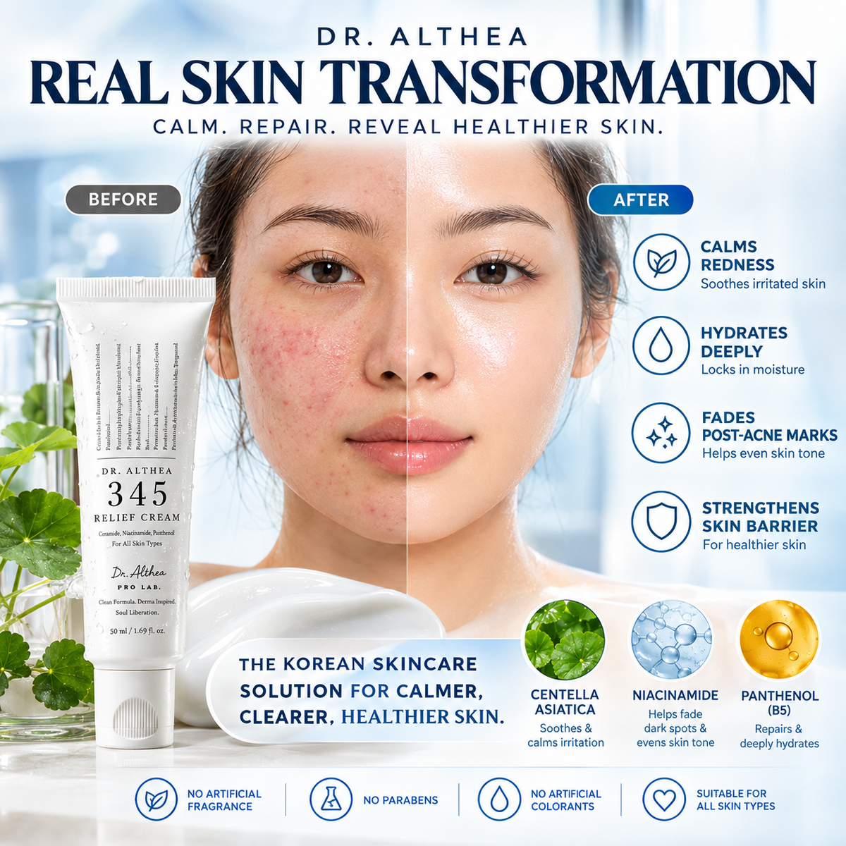 Dr. Althea 345 Relief Cream 50ml – Soothing Korean Face Moisturizer