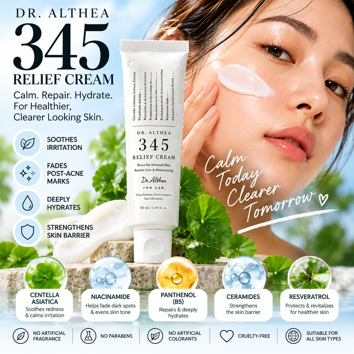 Dr. Althea 345 Relief Cream 50ml – Soothing Korean Face Moisturizer