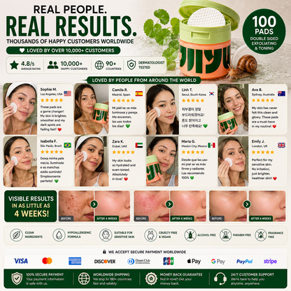 Discos tonificantes coreanos de CARAMELA BEAUTY USA para iluminar la piel, reducir manchas oscuras y mejorar el brillo facial.