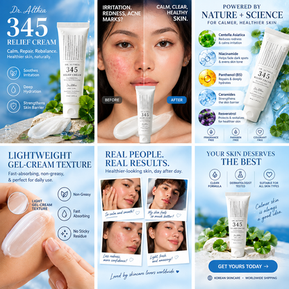 Dr. Althea 345 Relief Cream 50ml – Soothing Korean Face Moisturizer