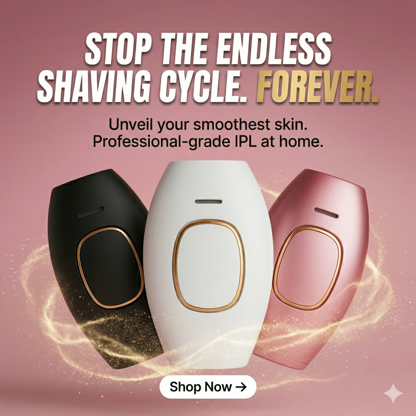 Dispositivo Luminos IPL para depilación permanente de CARAMELA BEAUTY USA, con pantalla y cabezal de luz en imagen.