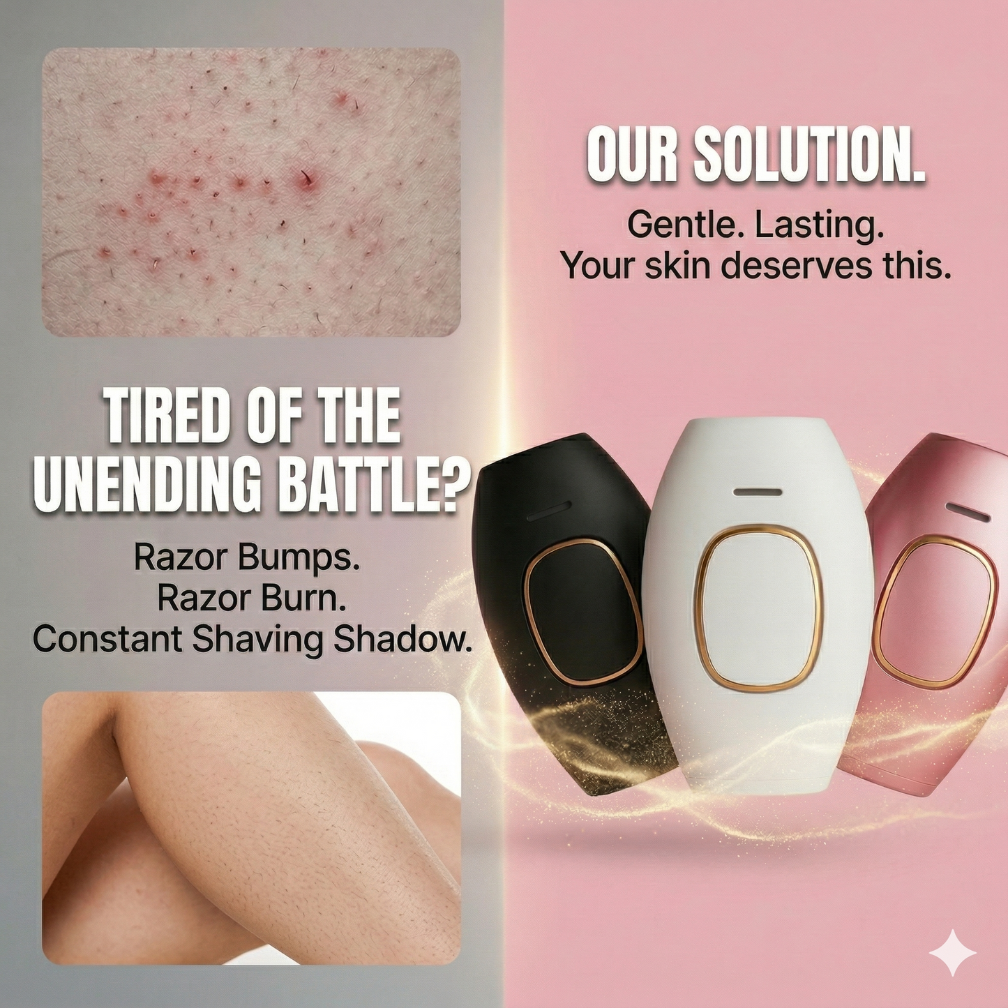 Dispositivo de eliminación de vello permanente Luminos IPL de CARAMELA BEAUTY USA en color blanco con pantalla digital