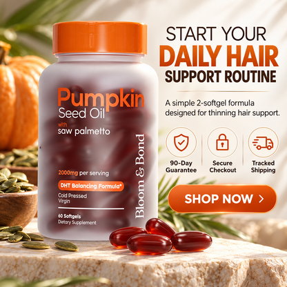 Bloom & Bond Pumpkin Seed Oil 2000mg + Saw Palmetto 200mg | Hair Wellness Support – 60 Softgels