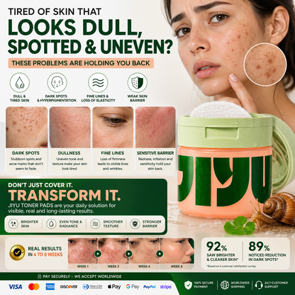 Discos de tónico iluminador coreano CARAMELA BEAUTY USA para manchas oscuras y brillo facial, con textura y envase visible.