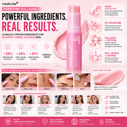 Barra de K-Beauty Premium Medicube PDRN Pink Collagen de CARAMELA BEAUTY USA para brillo instantáneo y firmeza en la piel