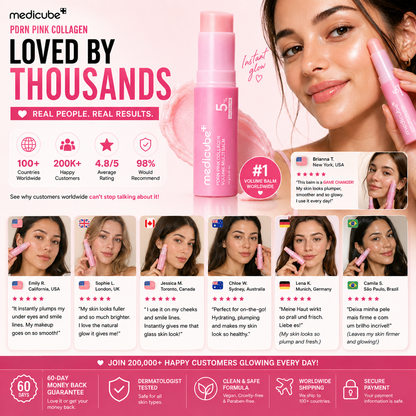 Bastón de belleza coreano Medicube PDRN Pink Collagen de CARAMELA BEAUTY USA, con textura rosa para brillo y firmeza instantáneos.