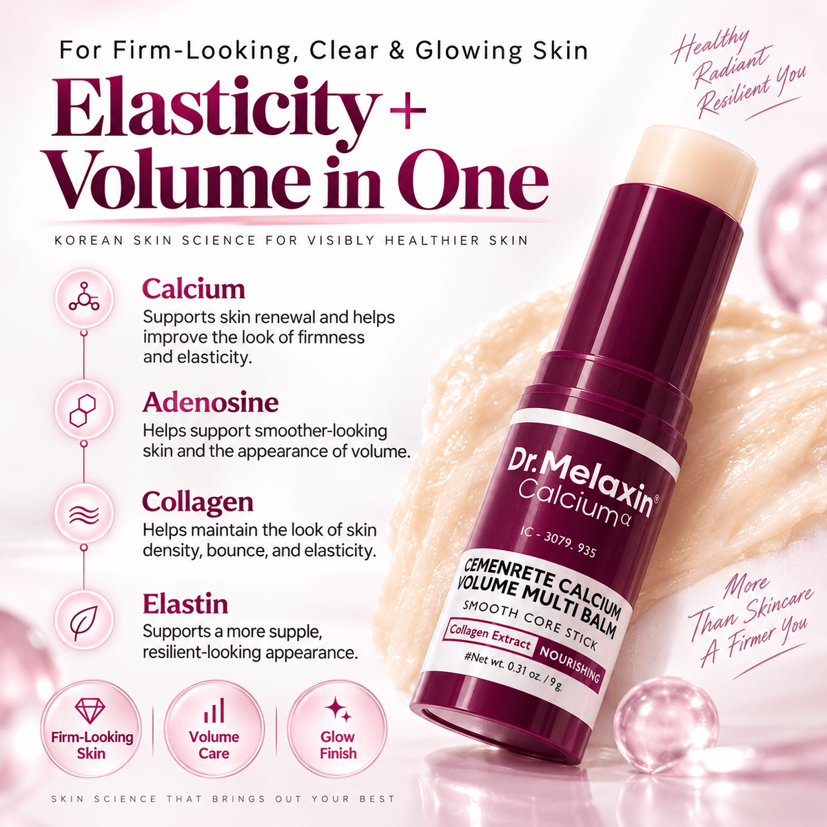 Conjunto de cuidado facial Dr.Melaxin Calcium Collagen Power de CARAMELA BEAUTY USA con cinco pasos para firmeza, suavidad y brillo.