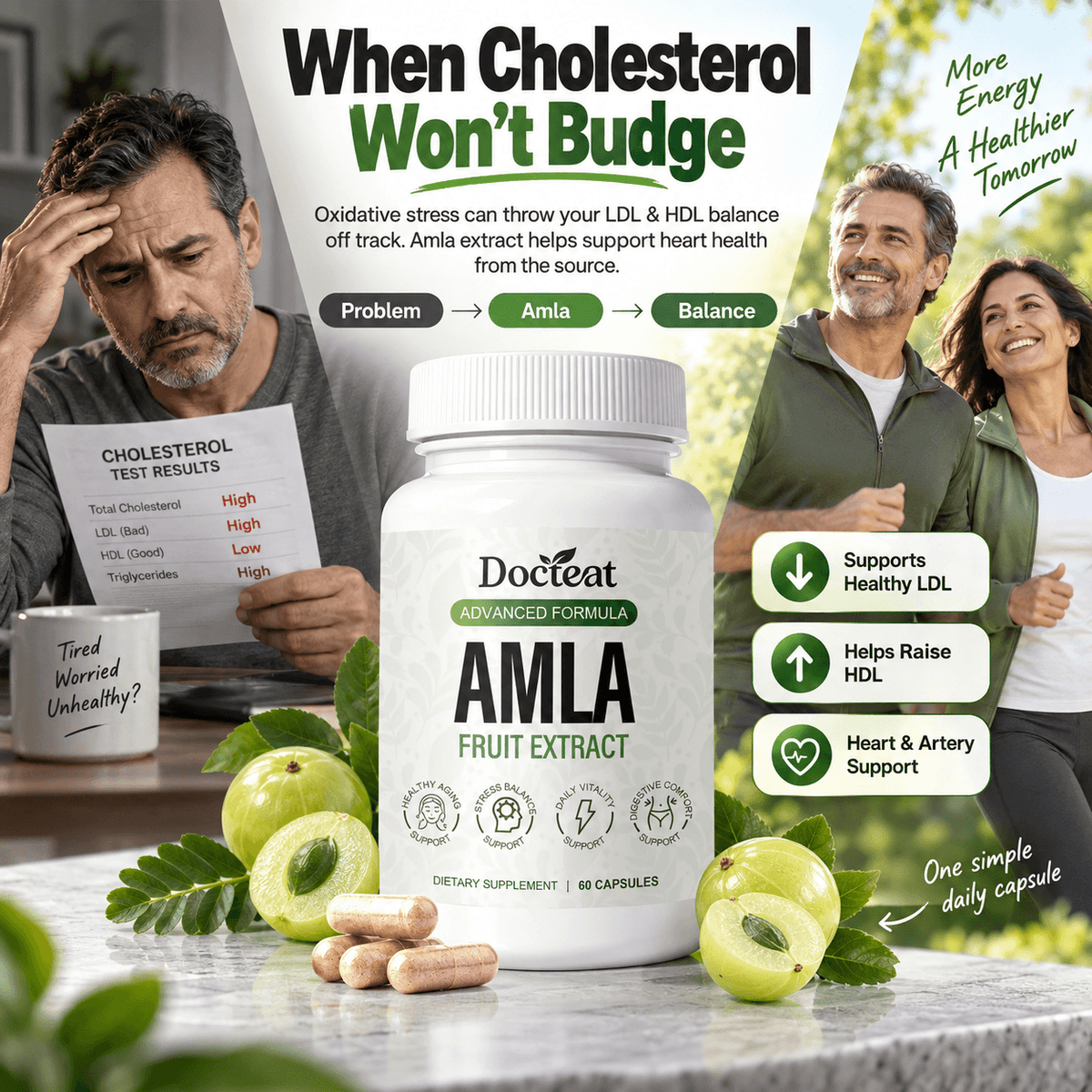 Docteat Amla Fruit Extract, extracto de grosella espinosa de la India, presentación del suplemento.