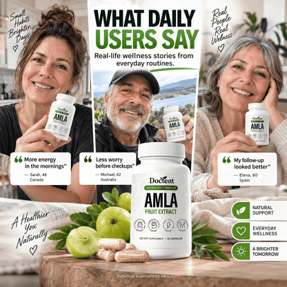 Docteat Amla Fruit Extract, extracto de grosella espinosa de la India, presentación del suplemento.