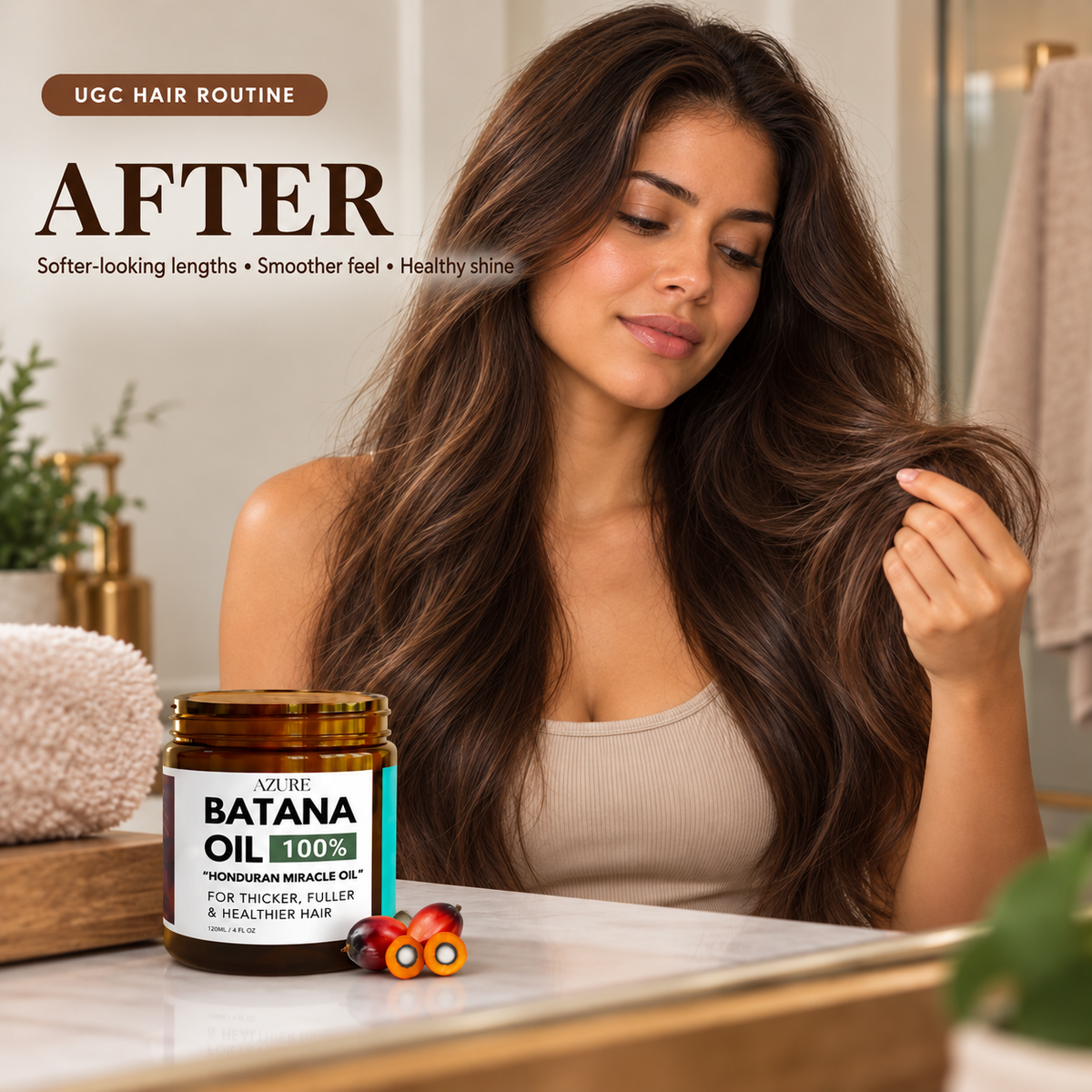 AZURE Batana Oil 100% | Nourishing Pre-Wash Treatment for Dry, Frizzy Hair – 120 ml